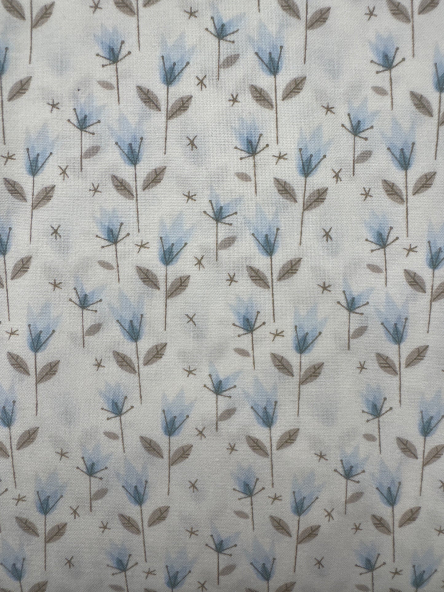 AN Shadow and Light Blue Flowers on White