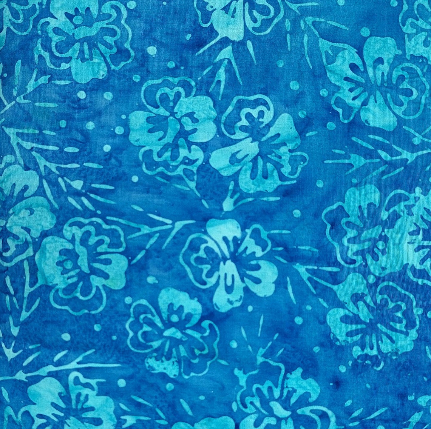 Timeless Treasures Tonga B3995 Blue Painted Flowers 45" wide fabric per yard