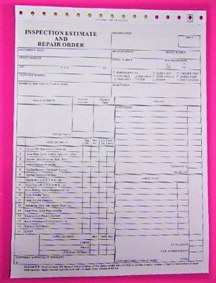 Repair estimate form 100/pkg