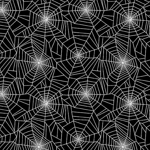 Ghostly Cobwebs Black Cotton 44"/45" Fabric Per Yard