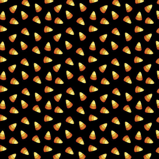 Sweet Candy Corn Black Cotton 44"/45" Fabric Per Yard