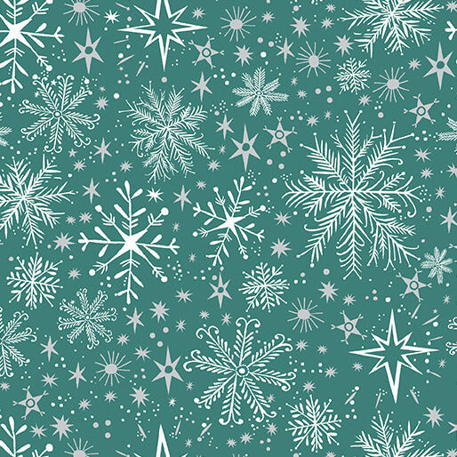 Snow Frost Teal Cotton 44"/45" Fabric Per Yard