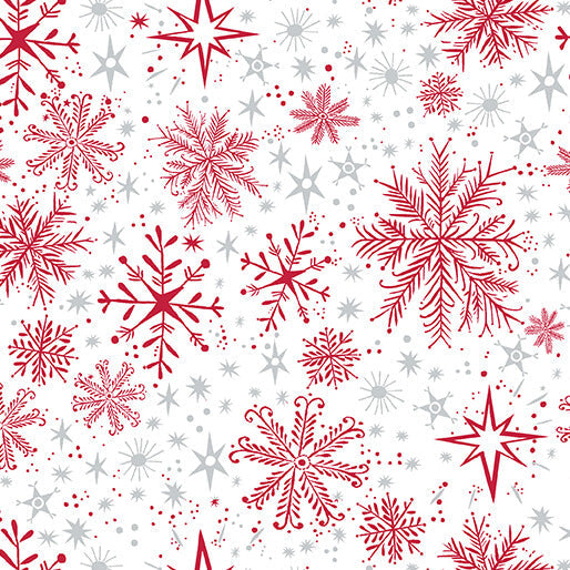 Snow Frost White Red Cotton 44"/45" Fabric Per Yard