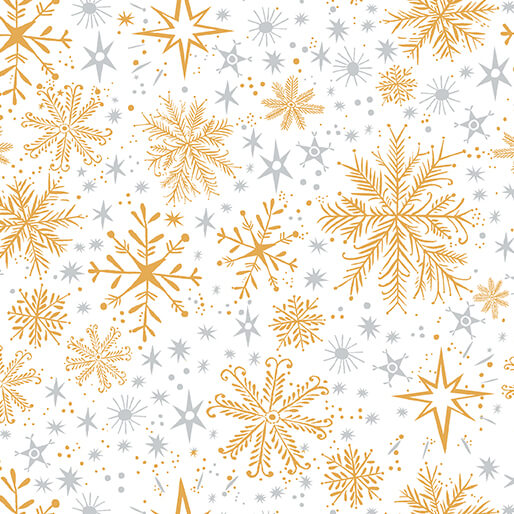 Snow Frost White Gold Cotton 44"/45" Fabric Per Yard