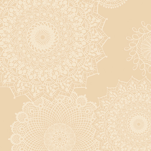 Dancing Doilies Natural Cotton Wideback Fabric Per Yard