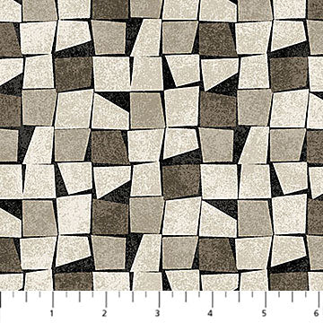 Modern Vibe Quadri Black Multi 44"/45" Cotton Fabric Per Yard