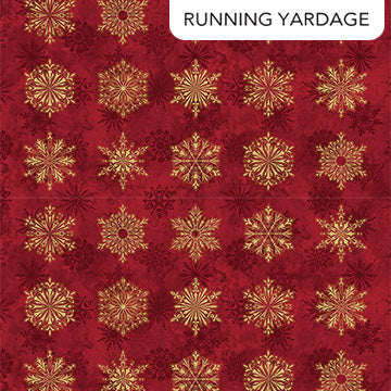 O' Christmas Tree Shimmer Snowflake Blocks Red Multi 44"/45" Cotton Fabric Per Yard