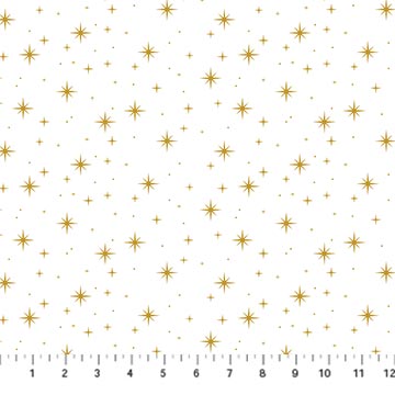 O' Christmas Tree Shimmer Stars White 44"/45" Cotton Fabric Per Yard