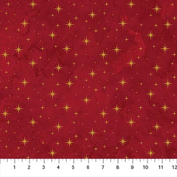 O' Christmas Tree Shimmer Stars Red Multi 44"/45" Cotton Fabric Per Yard