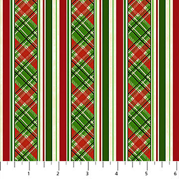 Deck The Halls Stripe Beige Multi 44"/45" Cotton Fabric Per Yard