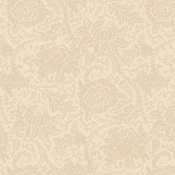 Cream Floral Anna B's Indigos Cotton Wideback Fabric Per Yard