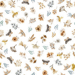 QT Bear Hugs - Flowers and Insects Toss-White