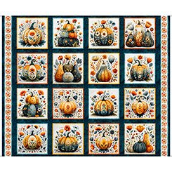 QT Pumpkin Panel Dark Teal - Harvest Hollow
