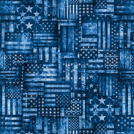 American Country Flag Patchwork Blue 44"/45" Cotton Fabric Per Yard