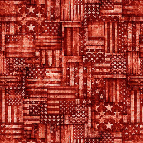 American Country Flag Patchwork Red 44"/45" Cotton Fabric Per Yard