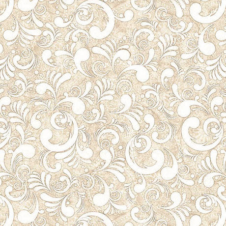American Country Scrolls Taupe 44"/45" Cotton Fabric Per Yard