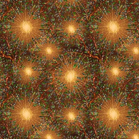 FOREST LIGHT SUNS & LEAVES BROWN 44"/45" Fabric Per Yard