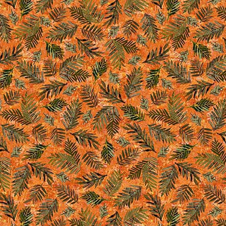 FOREST LIGHT PINE SPRIGS ORANGE 44"/45" Fabric Per Yard