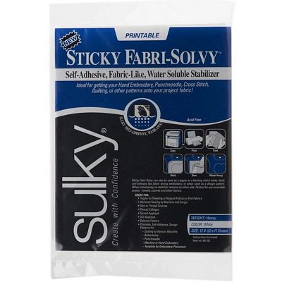 Sulky Sticky Fabri-Solvy 12 Sheets, 8.5 in x 11 in