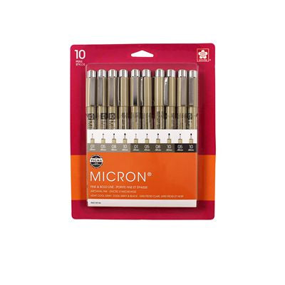 Pigma Micron 08 Pen Set Black & Gray 10pk