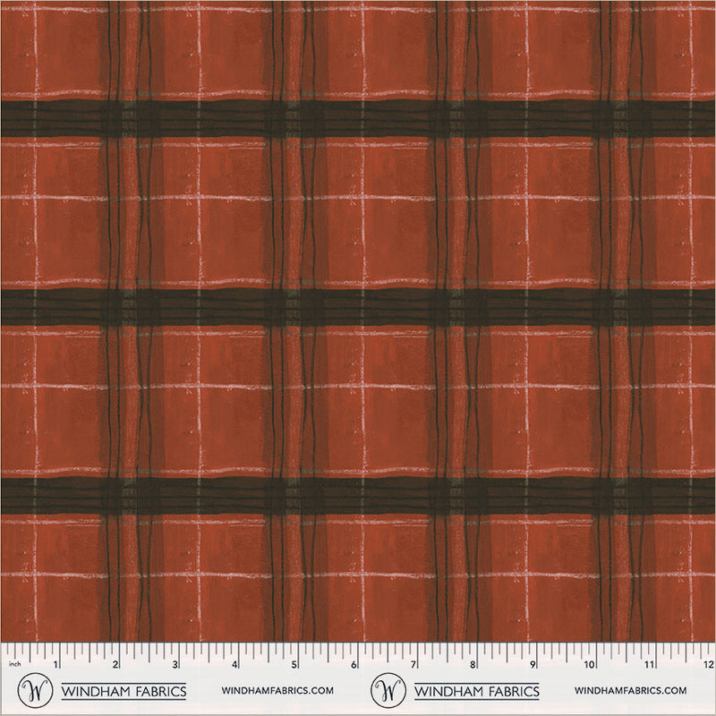 The Flannel One Window Pane Plaid Barn Red Flannel Cotton 42"/43" Fabric Per Yard