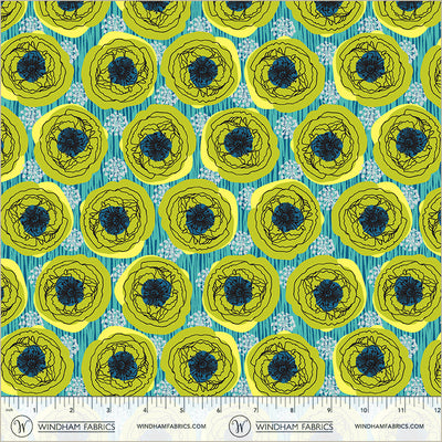 Winding Road Bouquet Grass Green Cotton 44"/45" Fabric Per Yard