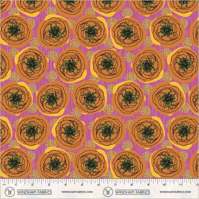 Winding Road Bouquet Golden Cotton 44"/45" Fabric Per Yard