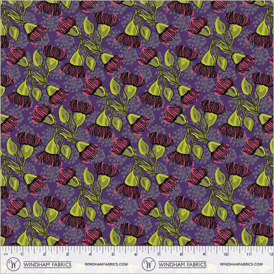Winding Road Eucalyptus Grape Cotton 44"/45" Fabric Per Yard