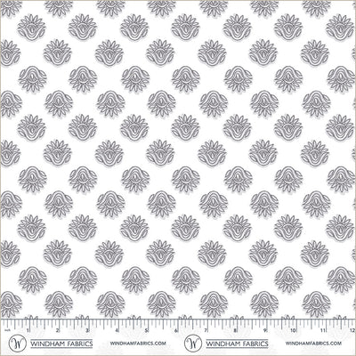 Winding Road Lotus White Grey Cotton 44"/45" Fabric Per Yard