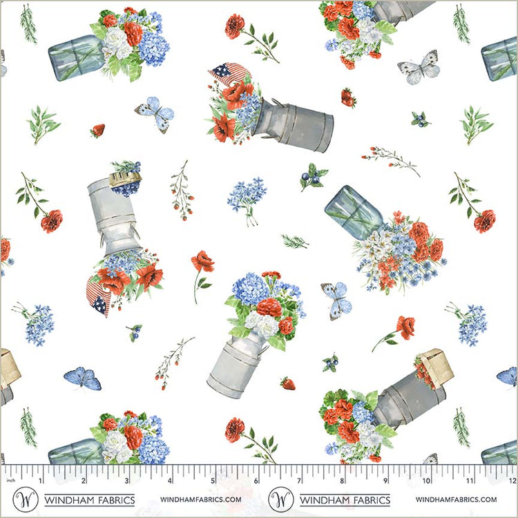 White America the Beautiful Red White and Beautiful 44"/45" Cotton Fabric Per yard