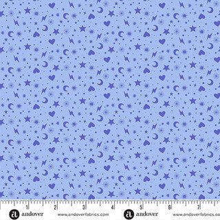Perfect Day Charm Toss Blue Cotton 44"/45" Fabric Per Yard