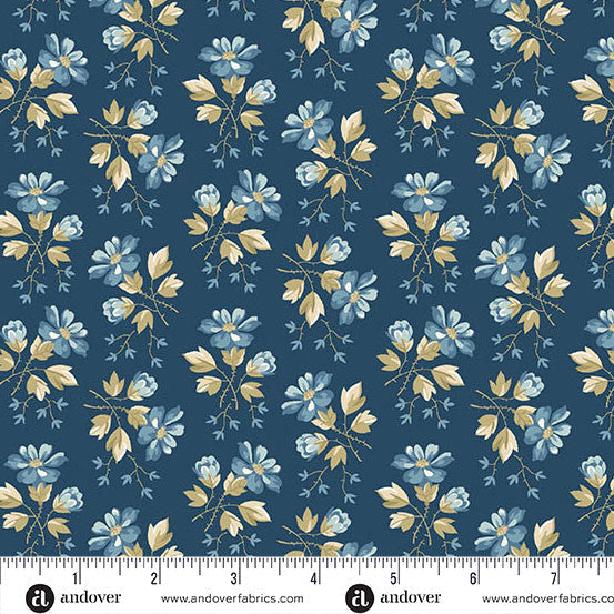 Special Delivery Apple Blossoms Night 44"/45" Cotton Fabric Per Yard