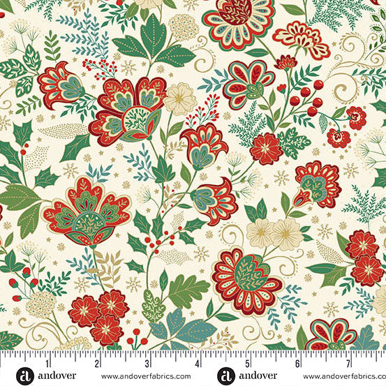 Adorn Bloom Cream 44"/45" Cotton Fabric Per Yard