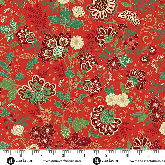 Adorn Bloom Red 44"/45" Cotton Fabric Per Yard