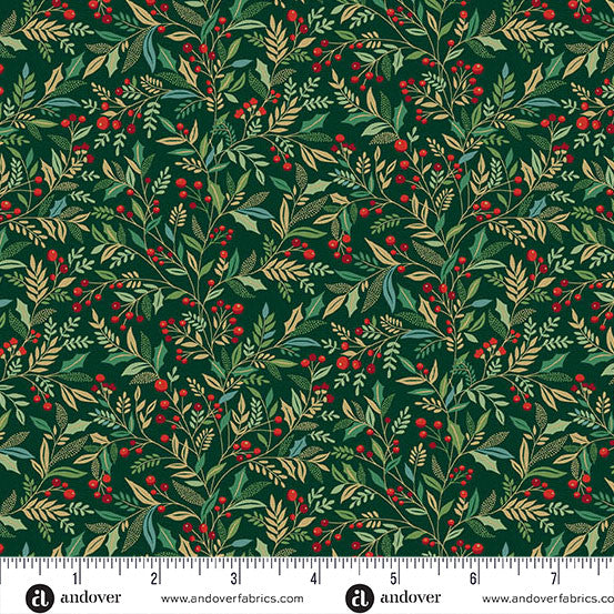 Adorn Holly Green 44"/45" Cotton Fabric Per Yard