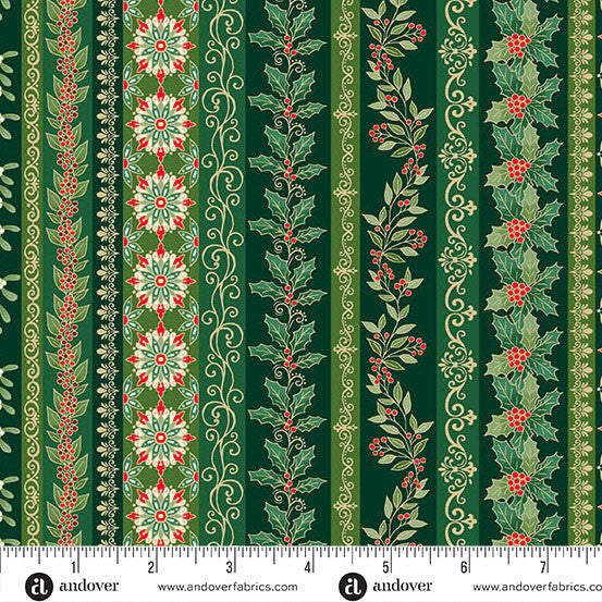 Adorn Garland Stripe Green 44"/45" Cotton Fabric Per Yard
