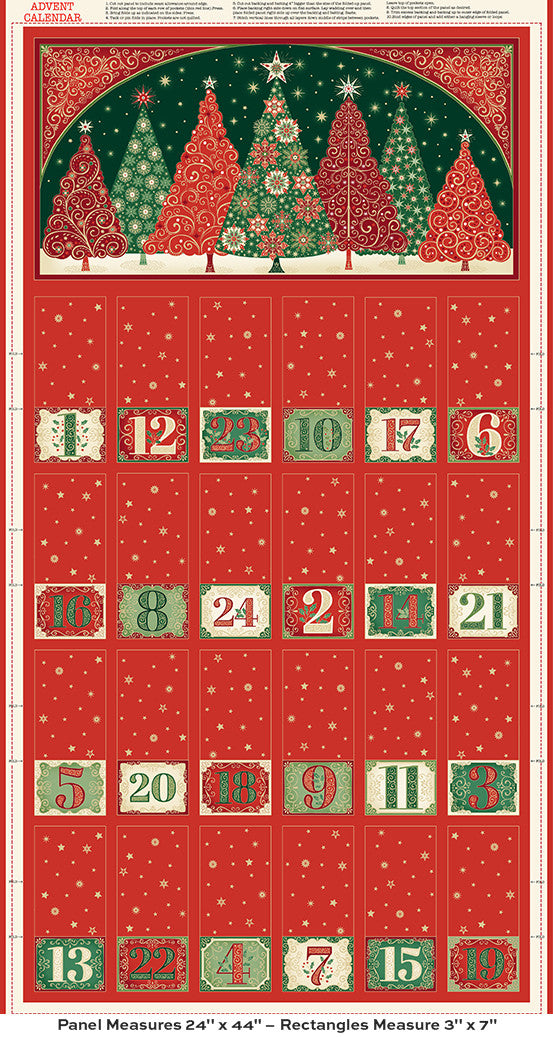 Adorn Advent Multi Cotton Fabric 24" x 44" Panel