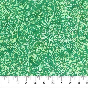 Banyan 83041-73 DANDELION WISHES - Stylized Floral - Green 45" wide fabric per yard