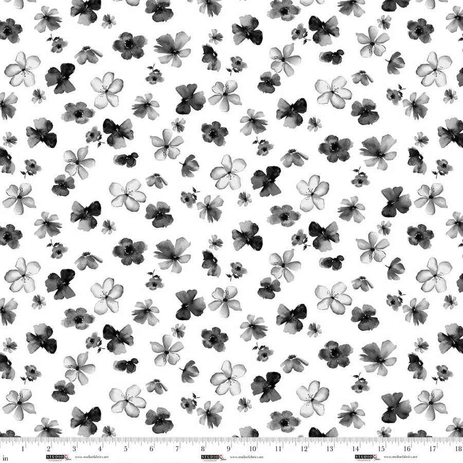 White Flowerheads 44"/45" Cotton Fabric Per Yard