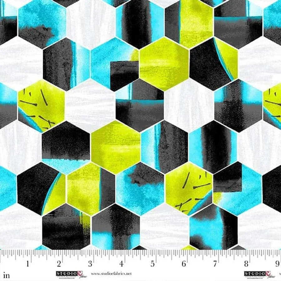 Lime Hexie 44"/45" Cotton Fabric Per Yard