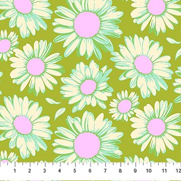 Daily Crush Sunshine Daisies Olive 44"/45" Fabric Per Yard