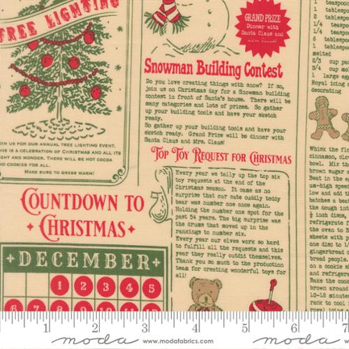 Holiday Cheer Natural North Pole News 44"/45" Cotton Fabric Per Yard