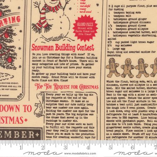 Holiday Cheer Natural Midnight North Pole News 44"/45" Cotton Fabric Per Yard