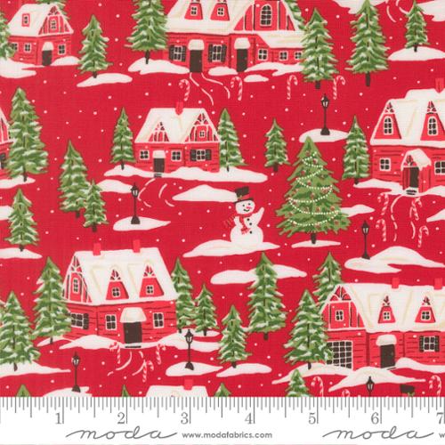 Holiday Cheer Poinsettia Cardinals Village 44"/45" Cotton Fabric Per Yard