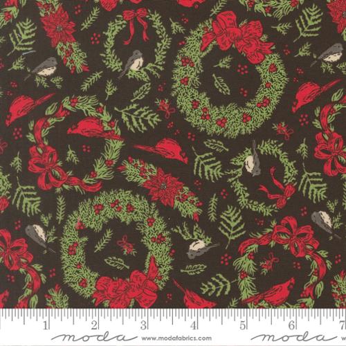 Holiday Cheer Midnight Cardinals Wreaths 44"/45" Cotton Fabric Per Yard