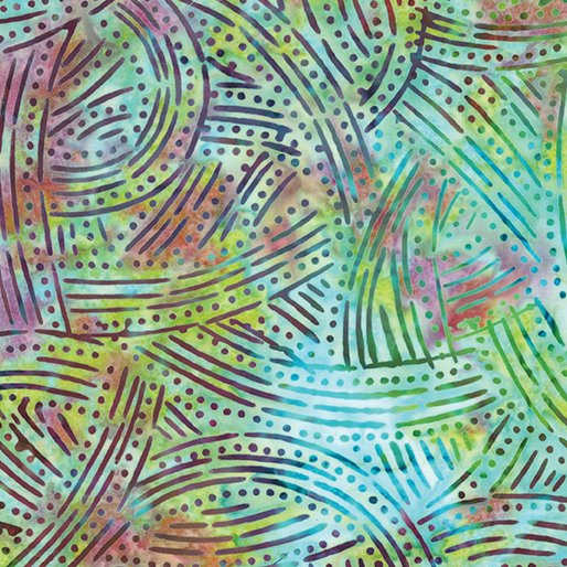 Benartex 9253-82 Bali Tropical Cove - Pathways Turquoise/Berry 45" wide fabric per yard