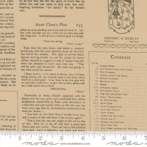 True Love Alcott Text Oatmeal 44"/45" Cotton Fabric Per Yard