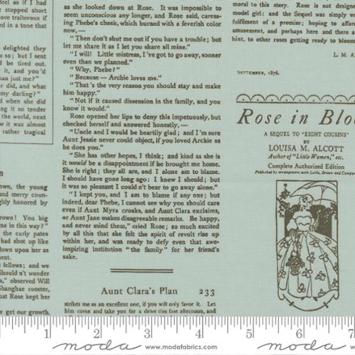 True Love Alcott Text Robins Egg 44"/45" Cotton Fabric Per Yard