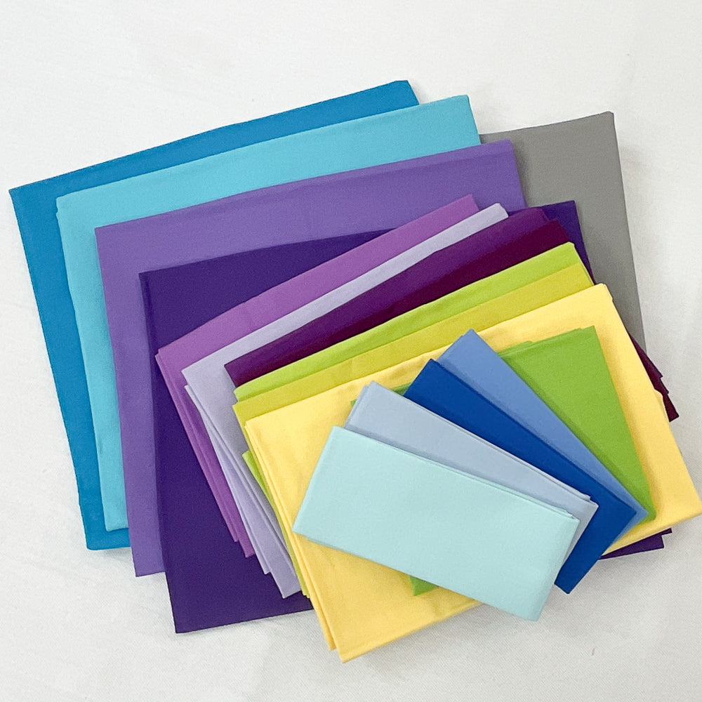 Boundless Coordinated Stash Builder Bundle - Flashbulb Limelight - various solid fabrics 9 1/4 yards total