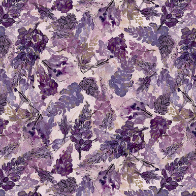 Aubergine Lupine Valley View Cotton 43"/44" Fabric Per Yard